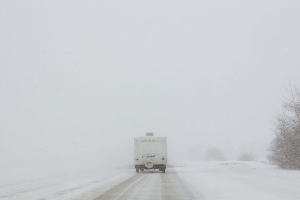 Winter: Whiteout road conditions