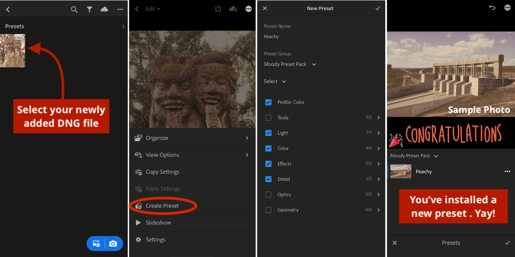 Install Lightroom presets to mobile app part 3